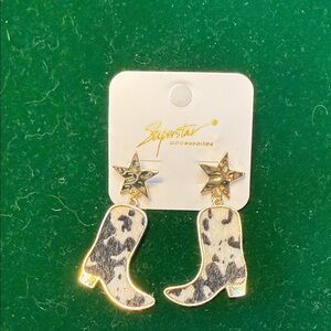 Star and Boot Earrings - Silver and Black